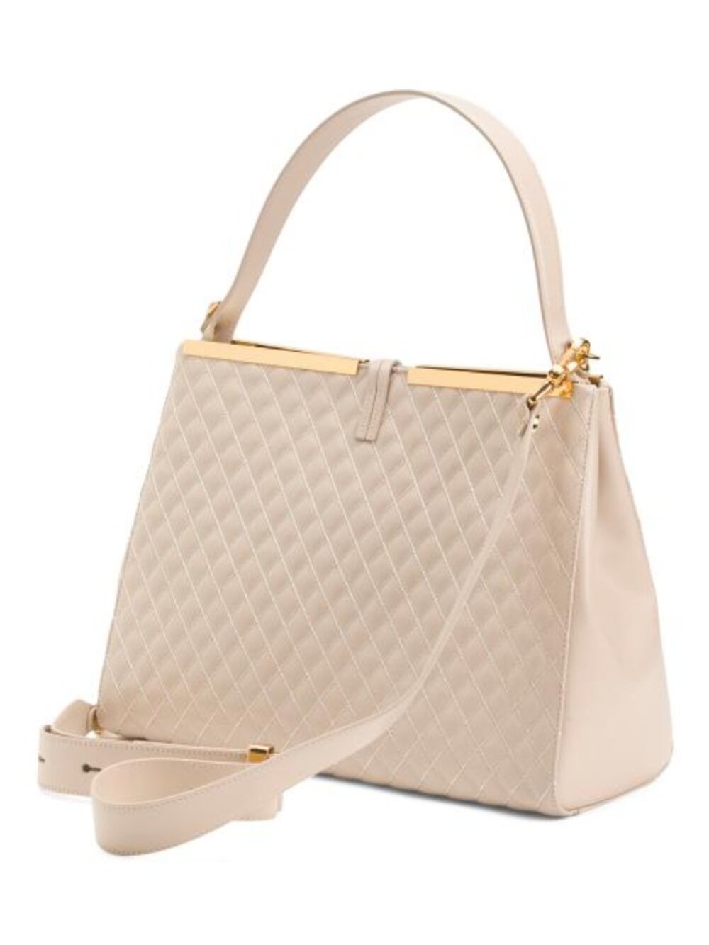 VALENTINO ORLANDI Made In Italy Leather Satchel With Gold Tone Bar Top - Picture 3 of 4